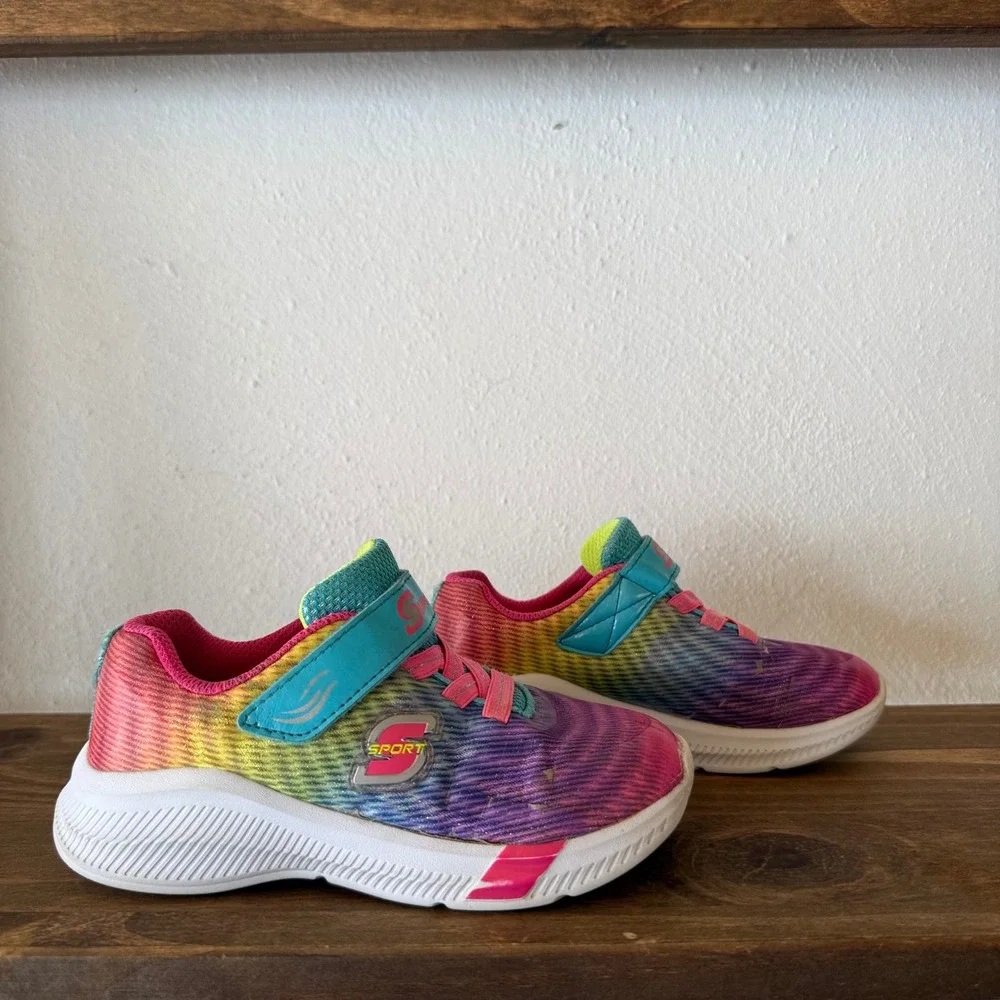 Lot of 2 Kids Sneakers Size 11 New Balance 530 & Skechers Sport Rainbow Shoes